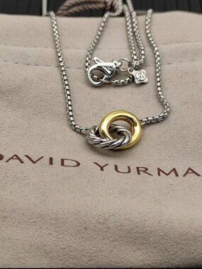 David Yurman Interlocking Cable Ring Pendant Necklace